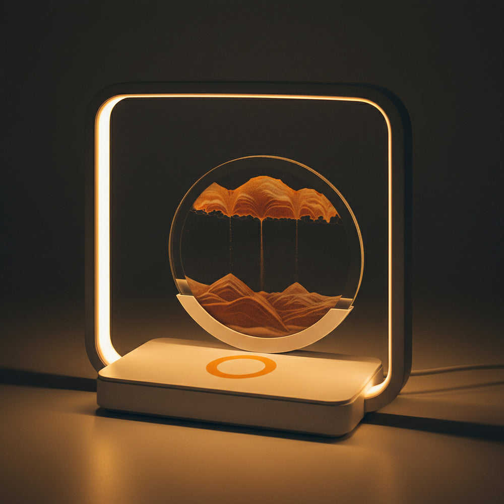 Wireless Charging Sand Art Night Light for Desktop