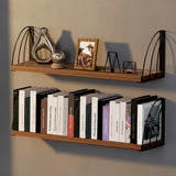 Thicked 0.71 IN Book Shelf for Wall Set of 2Large 23.5×7.9 IN Rustic Floating ShelvesRustic Brown ShelvesHanging Bookshelves for WallFarmhouse Floating Shelves for Laundry RoomBedroomKitchen