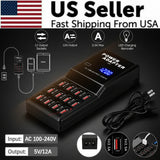 Multi 12 Port USB Charging Station Hub Desktop Wall Cell Phone Charger Organizer