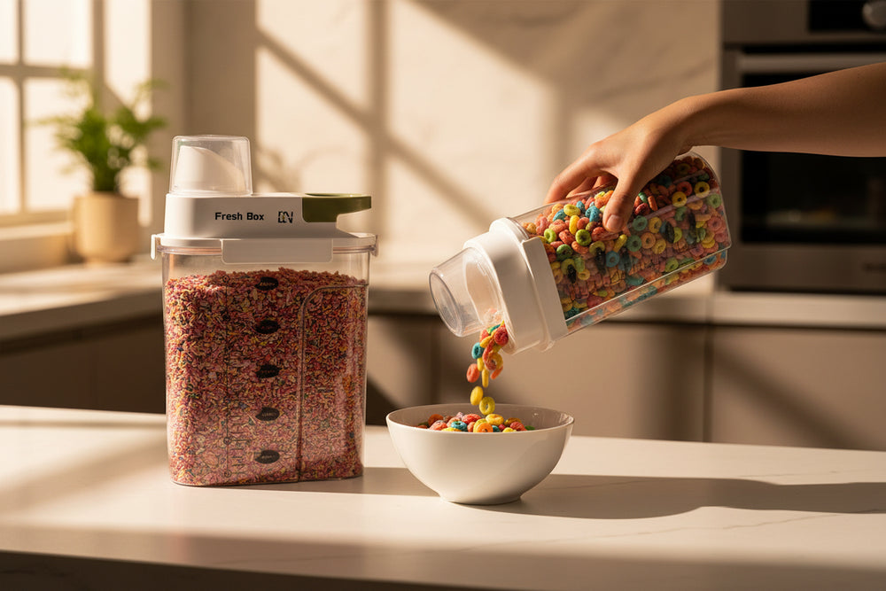 Cereal Storage Container 2Pack85oz/2.5L Airtight Food Storage Containers With LidsOrganizers Storage With Measuring Cup for BeansSugarRiceNutsSnacksPet FoodCandy