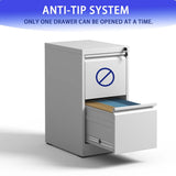 2 Drawer Metal Vertical File Cabinet With Lock Office Home Steel Vertical File Cabinet For A4 Legal