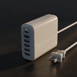 USB C Charging Station Fast Wall Charger USBC Charging Power Hub for Multiple Device Desktop Charge Block 6 Ports 100W Pd3.0 Rapid Strip Adapter Compatible with iPhone15 iPad Galaxy Smart Cell Phone