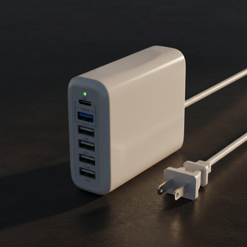 USB C Charging Station Fast Wall Charger USBC Charging Power Hub for Multiple Device Desktop Charge Block 6 Ports 100W Pd3.0 Rapid Strip Adapter Compatible with iPhone15 iPad Galaxy Smart Cell Phone